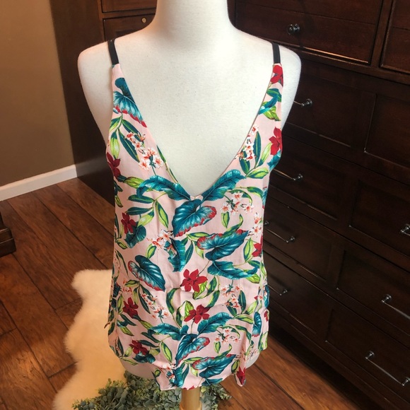 Topshop Tops - Topshop Women's Pink Hawaiian Floral Cami